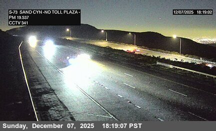 SR-73 : (341) North of Toll Plaza A/ Bommer Canyon